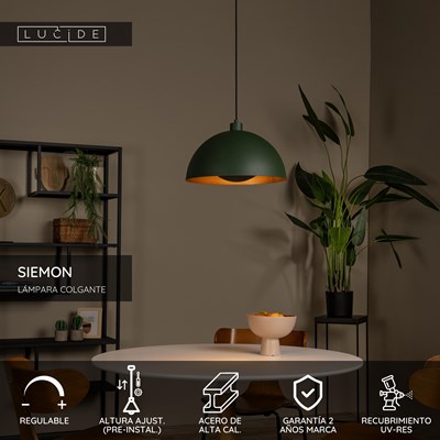 Lucide SIEMON - Lámpara colgante - Ø 40 cm - 1xE27 - Verde